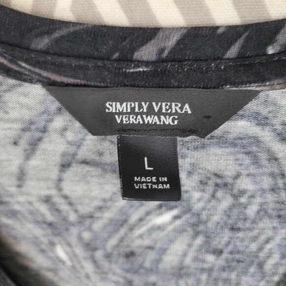 Simply Vera Wang Party Dress Large Elastic Stretch Waist Black Swirl Smoke Print - Picture 7 of 8